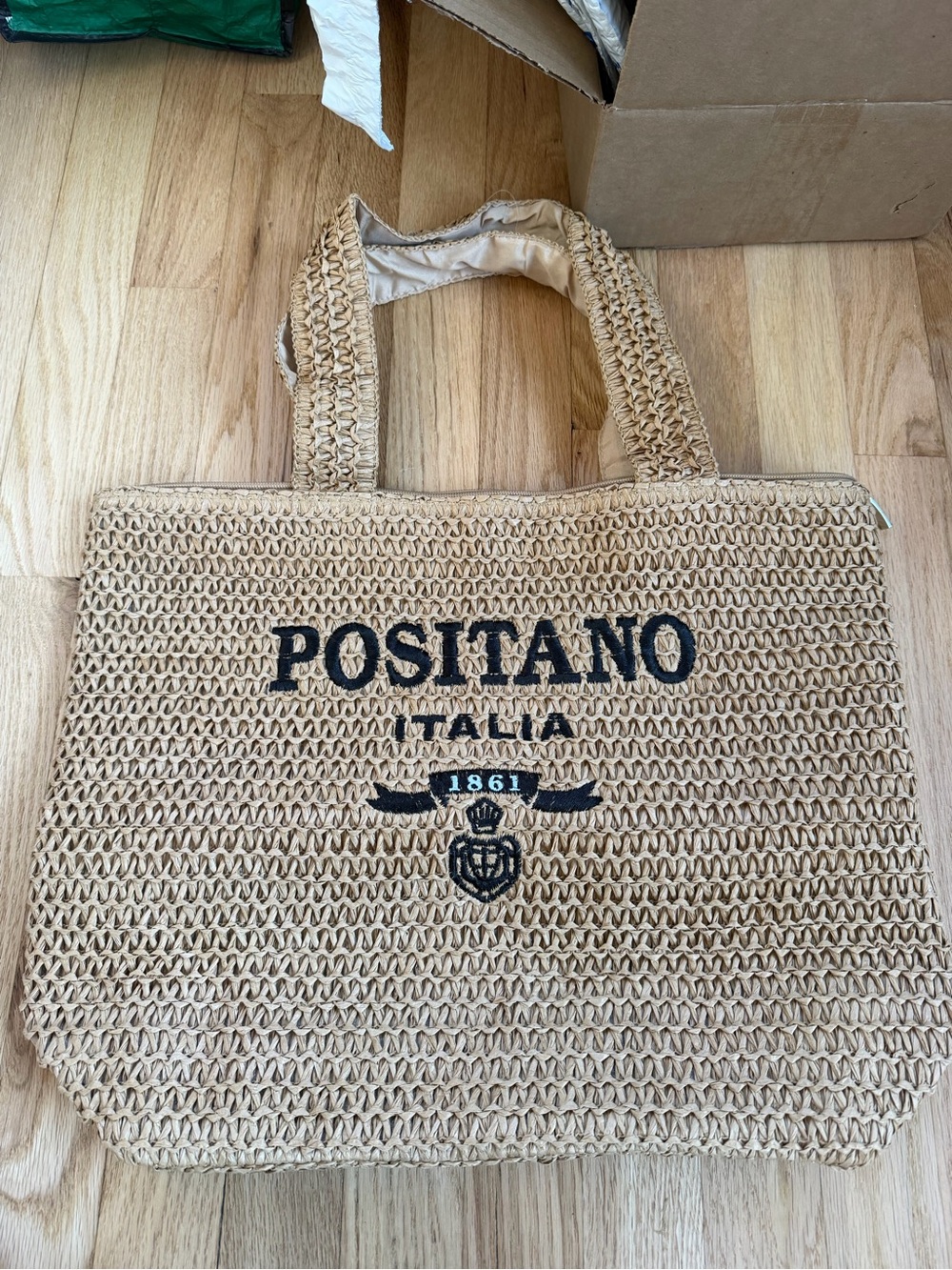Italia Natural Woven Tote Bag